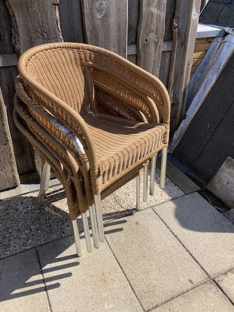 terras stoelen, Ophalen, Gebruikt, Metaal, Stapelbaar