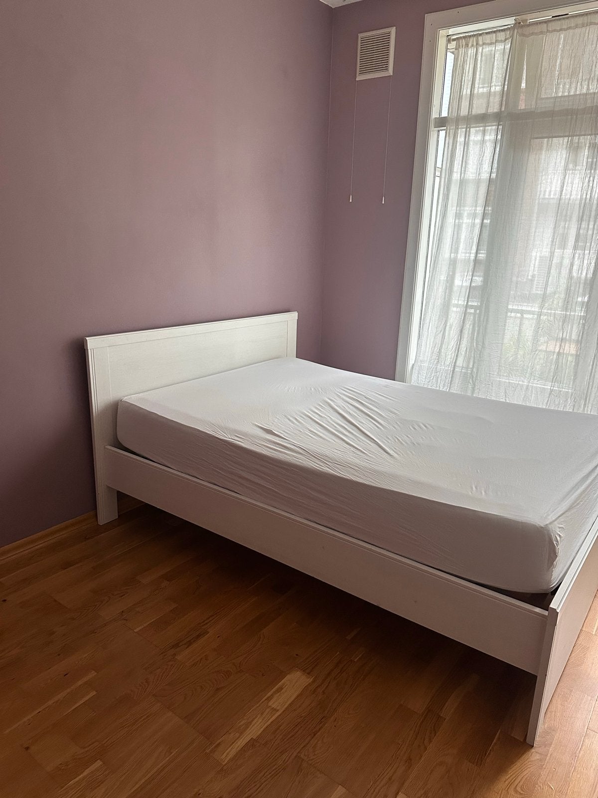 Wit bed twijfelaar met hoofdbord ikea, Ophalen, Gebruikt, Eenpersoons, Wit