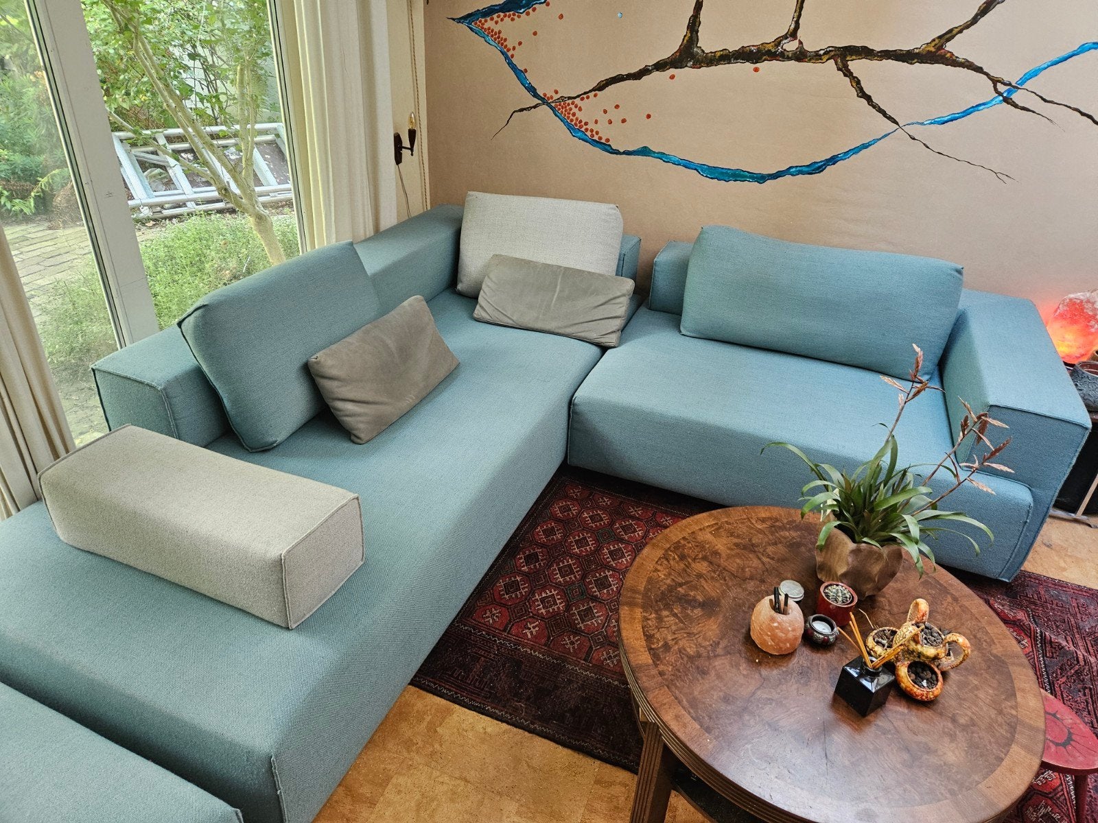 Prachtige design hoekbank + hocker EYYE Cella – Ploegwol Bay, Ophalen of Verzenden, 150 cm of meer, Vierpersoons of meer