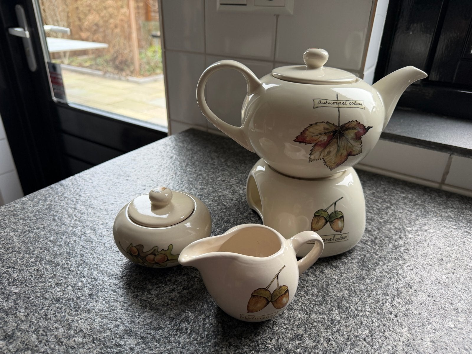 Jet by Ter Steege theepot met theelicht, suikerpot en melkka, Keramiek, Landelijk/Boerenbont, Ophalen of Verzenden, Zo goed als nieuw