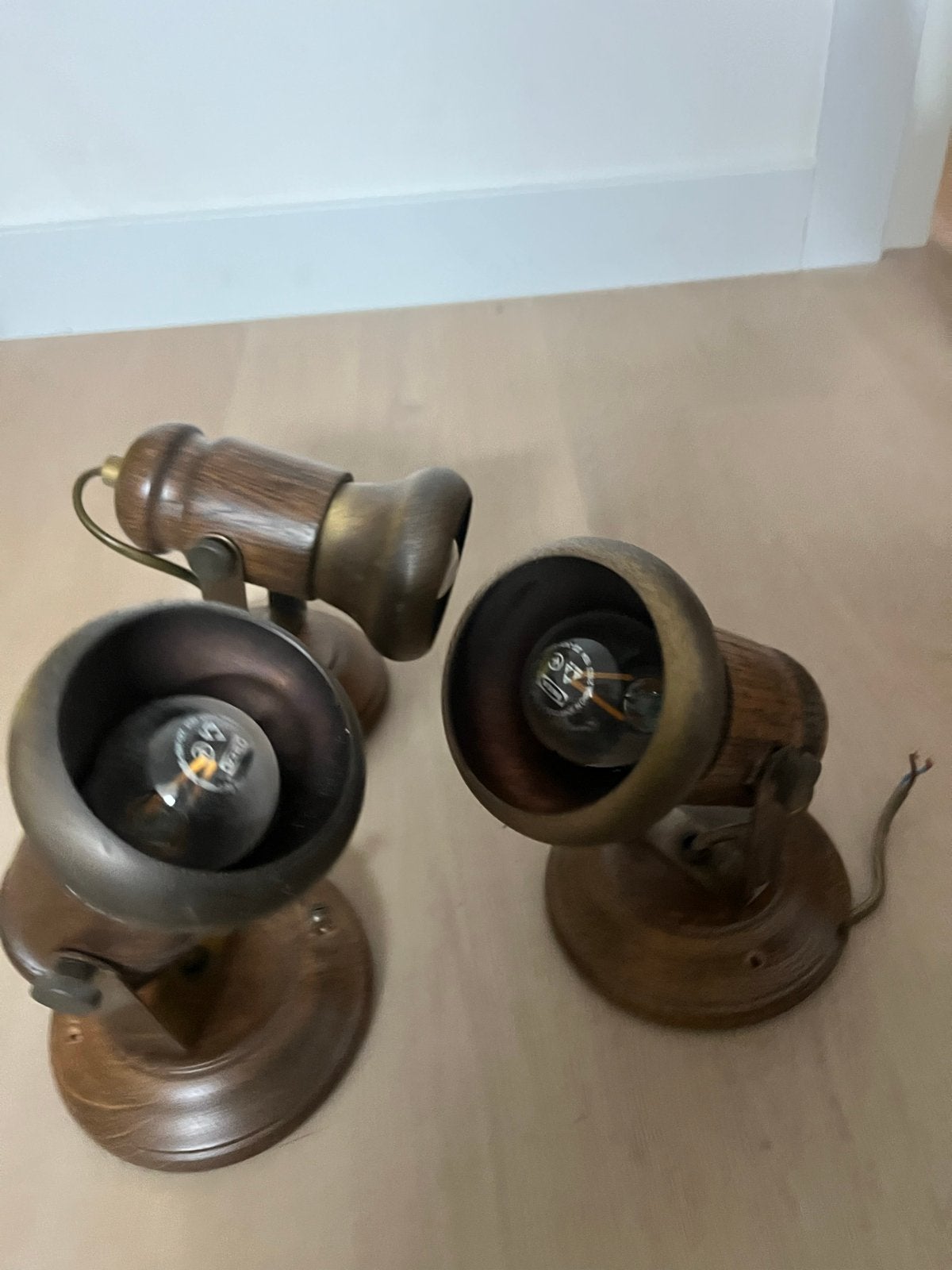 Vintage Spots Eikenhout en Koper - Set van 3, Ophalen