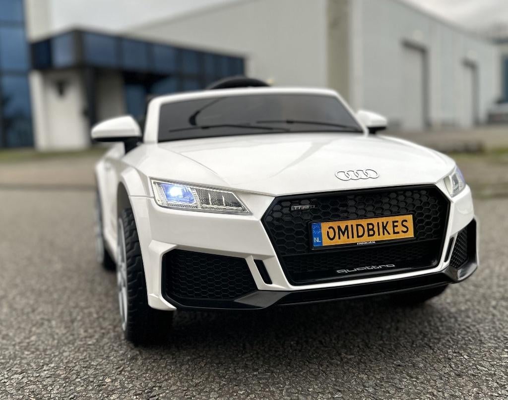 Audi TT'RS 12v zwart - RC – Leder zit – Rubberband Bleu, Ophalen of Verzenden, Nieuw, Overige typen