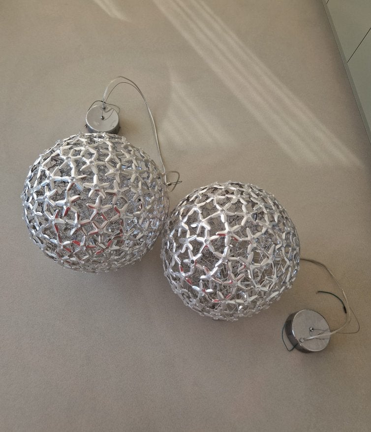 Hanglampen 2 stuks zilver bloemen bol doorsnee 50 cm, Ophalen, Zo goed als nieuw, Metaal, G4