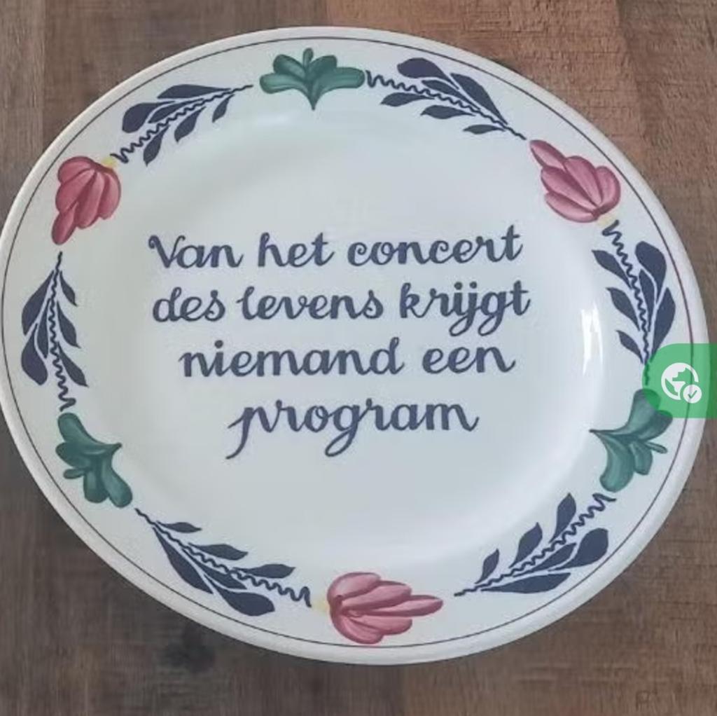 Vintage Boerenbont wandbord - Van het concert van het leven, Ophalen