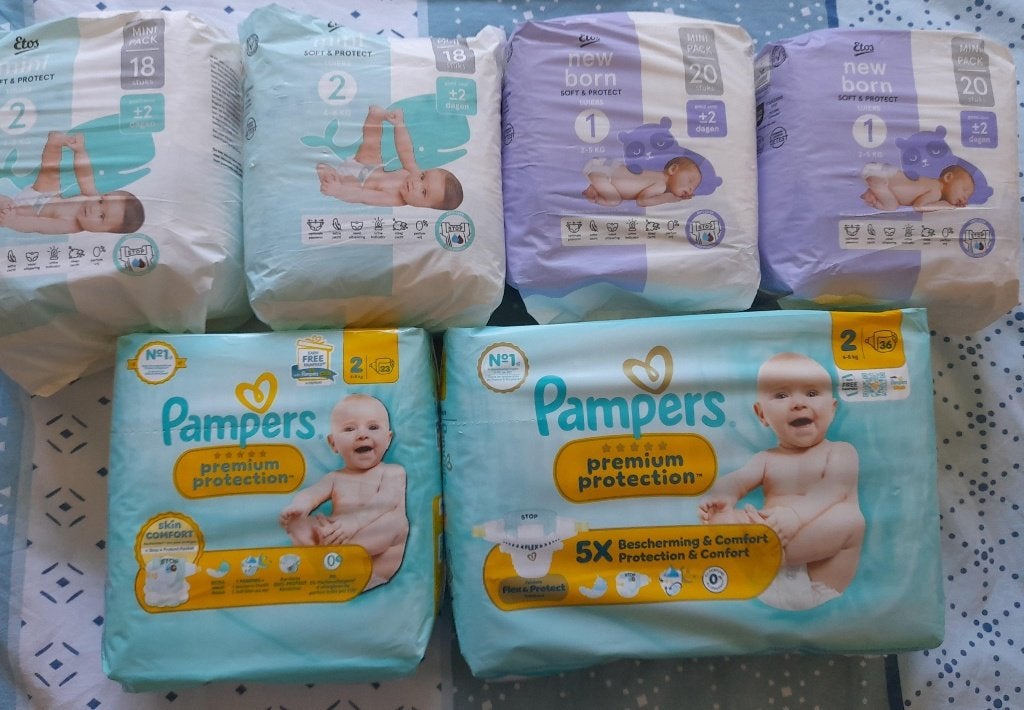 Pampers 2 Etos 1 + 2 luiers nieuw en onaangebroken, Ophalen of Verzenden, Nieuw
