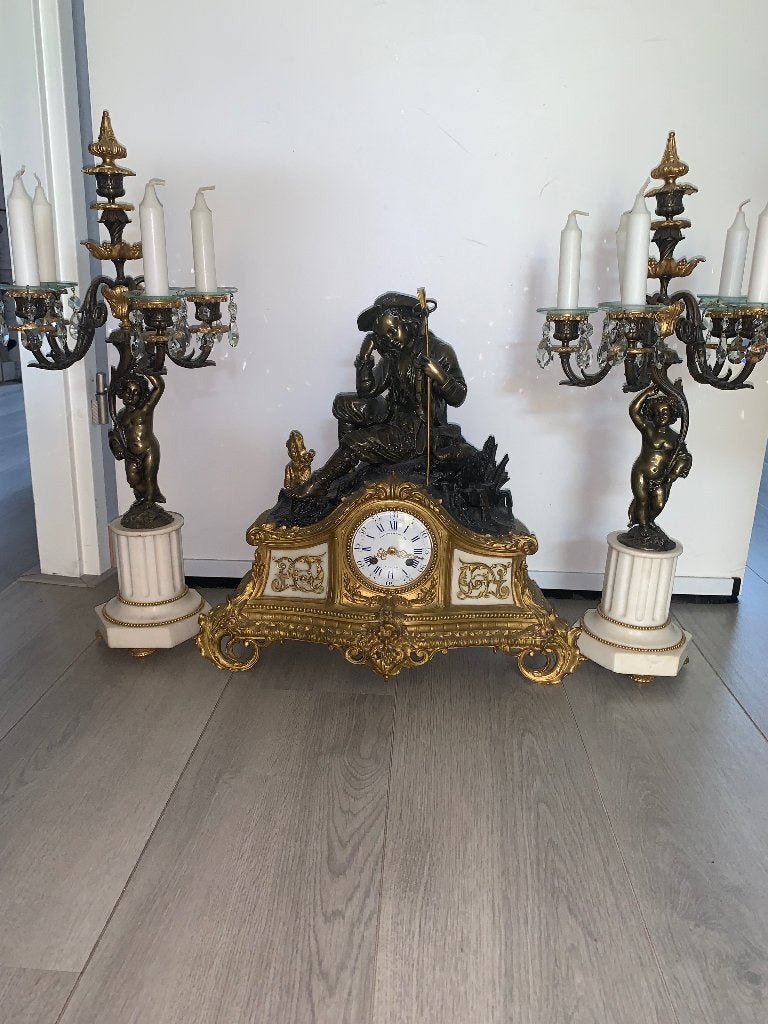 klokkenstel met kandelaars, Antiek en Kunst, Antiek | Klokken, Ophalen