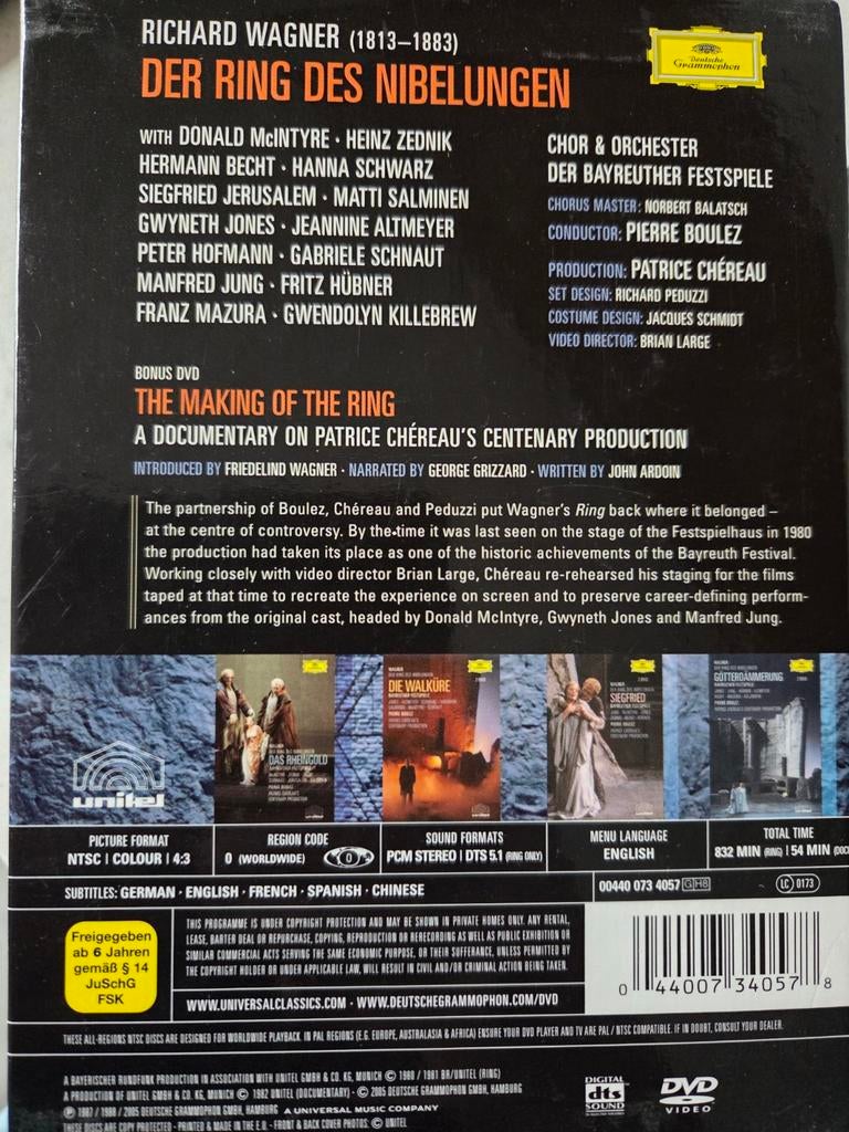 Wagner - 8dvd boxset - Der Ring des Nibelungen, Cd's en Dvd's, Alle leeftijden, Ophalen of Verzenden, Zo goed als nieuw