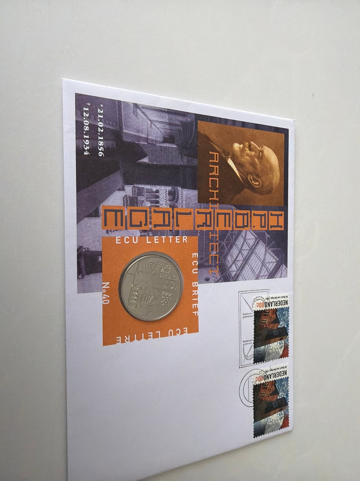 ECU Letter Berlage Architect met munt en postzegels, Verzenden