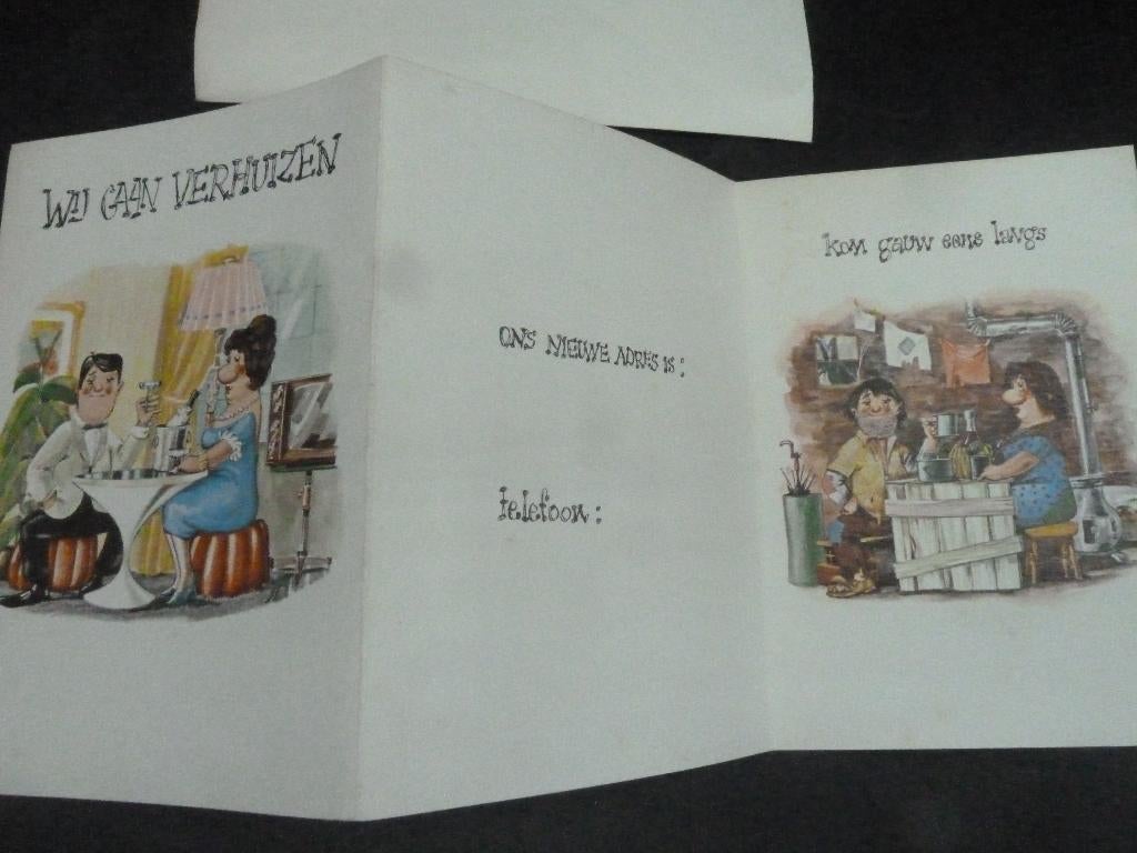 Humoristische verhuiskaart jaren 70, Verzamelen, Ansichtkaarten | Themakaarten, Ophalen of Verzenden, 1960 tot 1980, Ongelopen