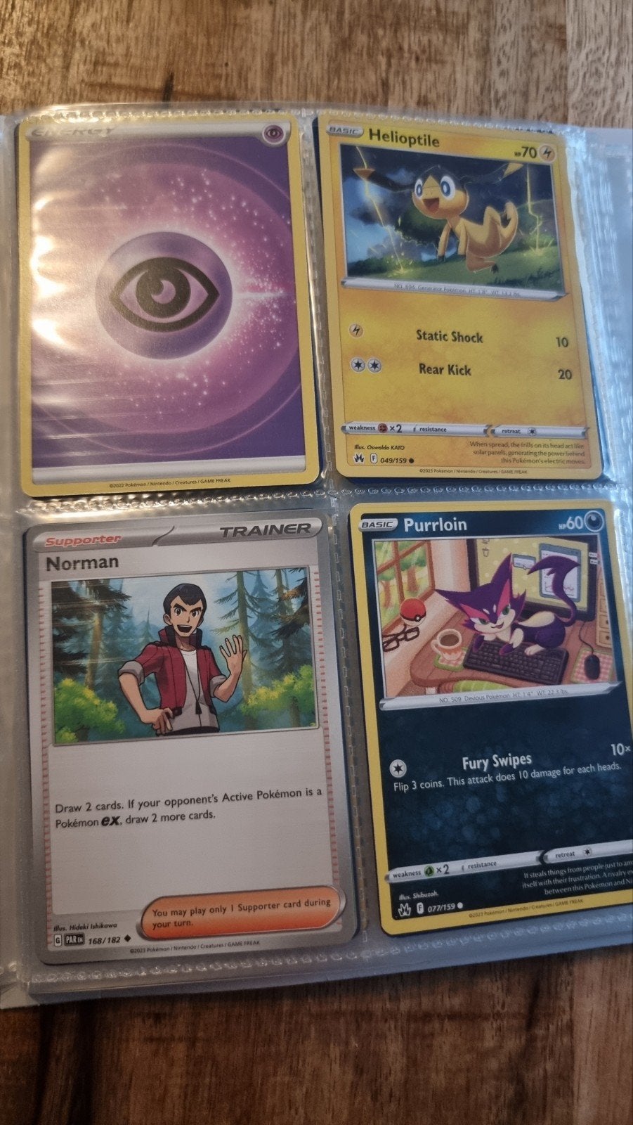 Pokémon Kaarten: Helioptile, Purrloin, Norman Supporter, Verzenden, Gebruikt, Meerdere kaarten