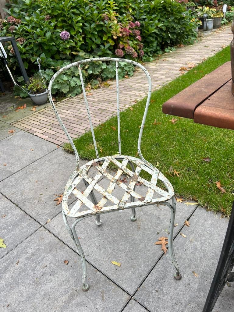 Brocante frans metalen stoeltje, Ophalen, Zo goed als nieuw, Metaal
