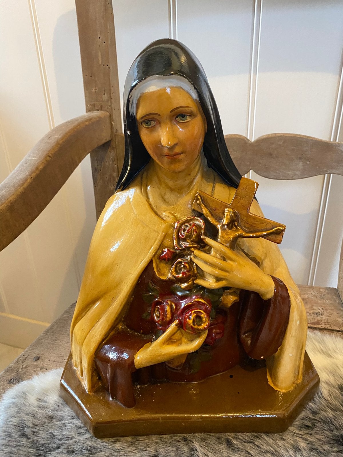 Brocante religieus borstbeeld, Heilige Theresia, Antiek en Kunst, Antiek | Religie, Ophalen of Verzenden