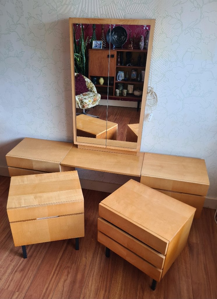 te koop: set kaptafel 2 nachtkastjes, retro vintage jaren 60, Ophalen, Huis en Inrichting