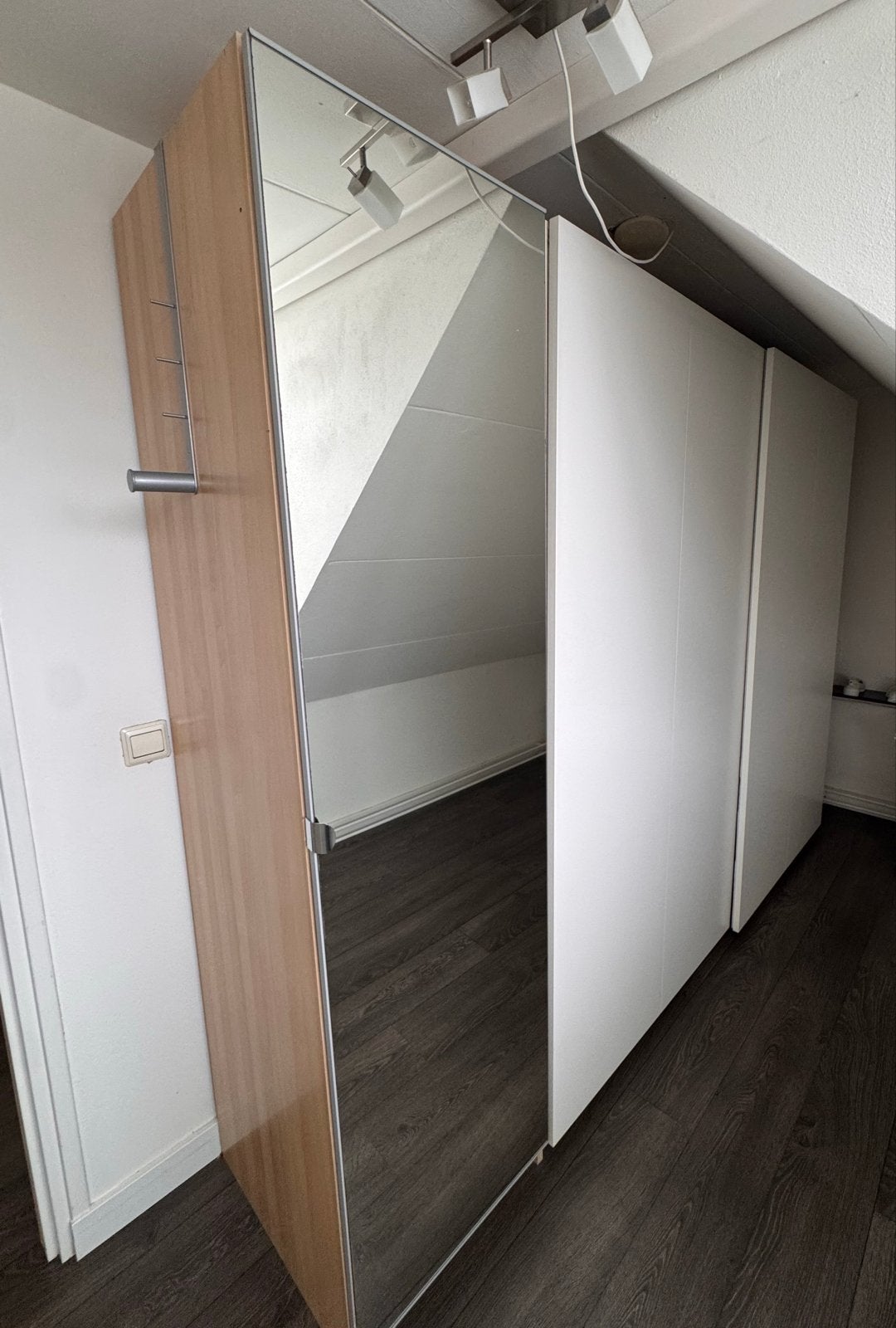 IKEA Pax Kledingkast met Schuifdeuren en Spiegeldeur, Ophalen, Gebruikt, 200 cm of meer, Met lade(s)