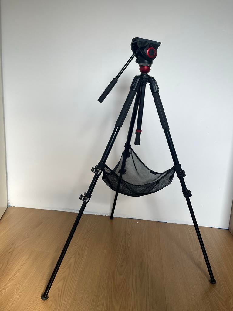 Manfrotto MVH500AH + 190XV Videostatief Met Leveling Column, Ophalen, Driepoot, Zo goed als nieuw, 150 tot 175 cm