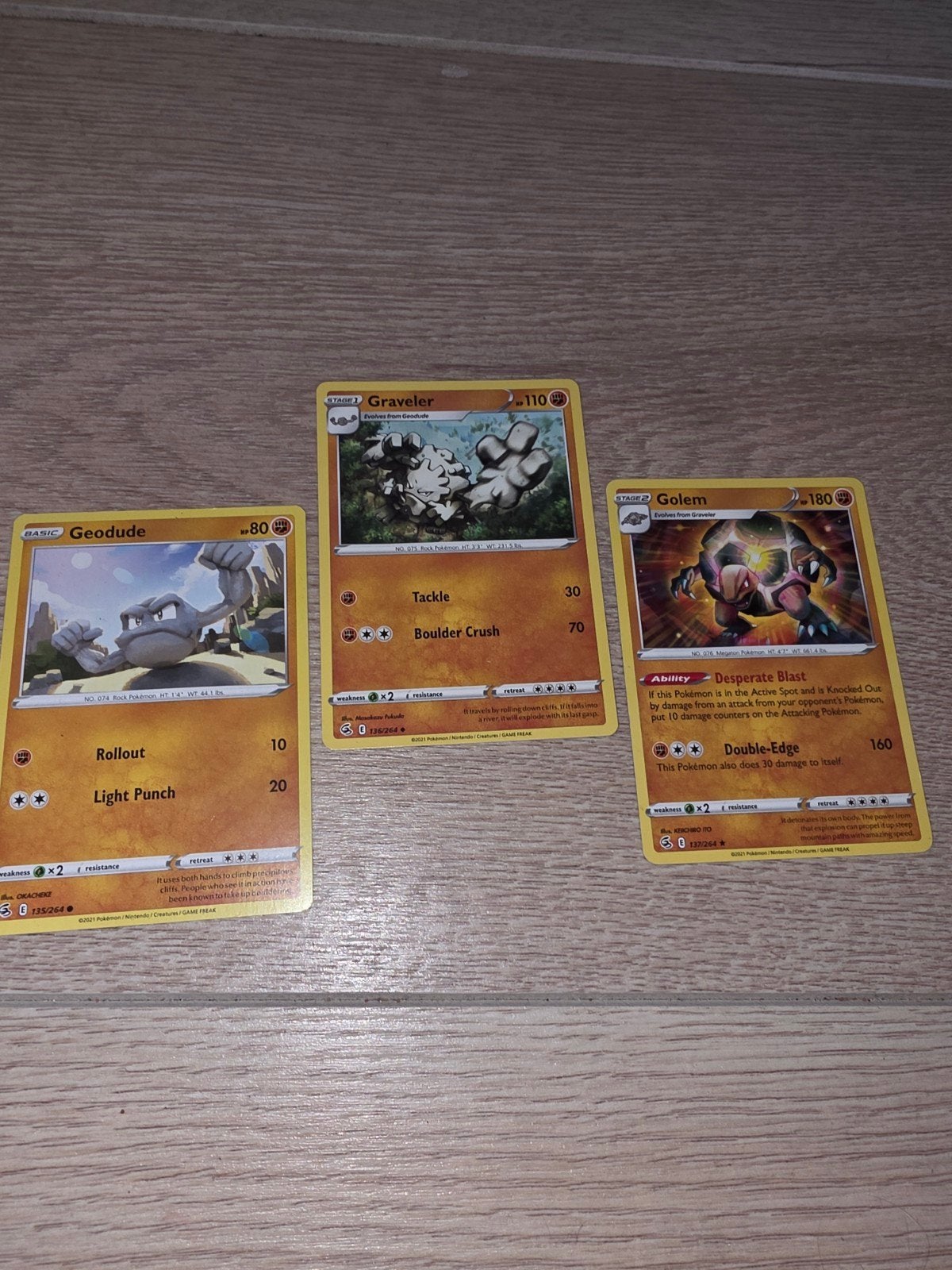 Pokémon Kaarten Evolutie Lijnen: Geodude, Grookey, Magnemite, Ophalen of Verzenden, Gebruikt, Meerdere kaarten, Foil