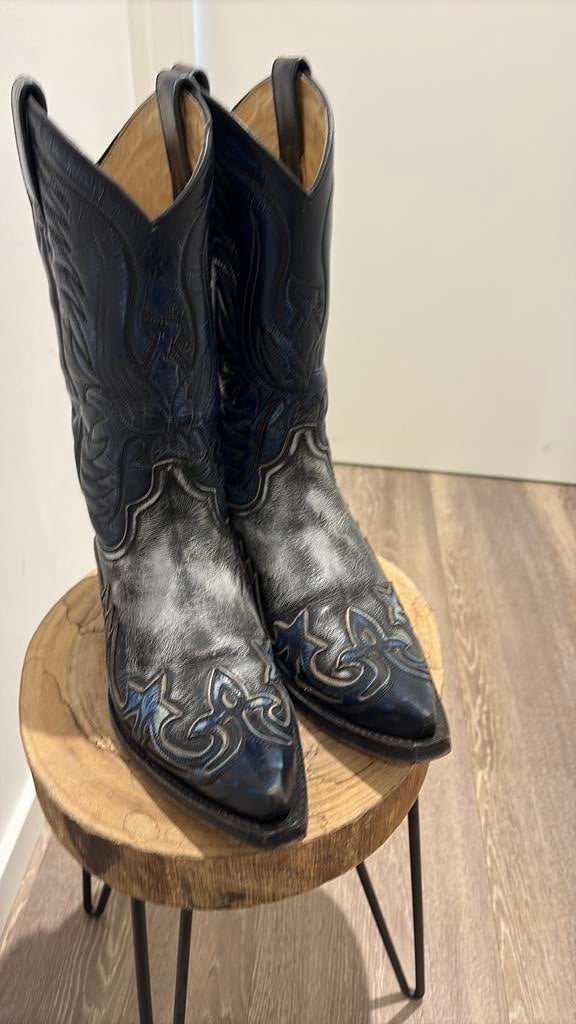 Sendra boits cowboylaarzen mt 36 blauw met grijs incl verz, Hoge laarzen, Zo goed als nieuw, Verzenden, Blauw