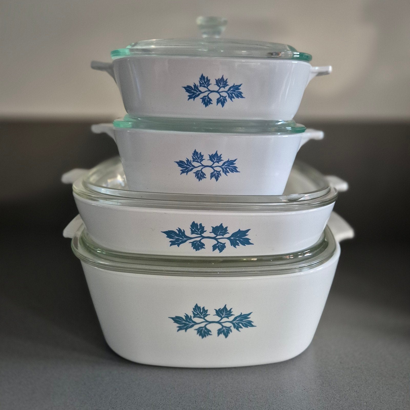 Vintage Pyroflam ovenschalen set (4-delig) – Symphony Blauw, Ophalen