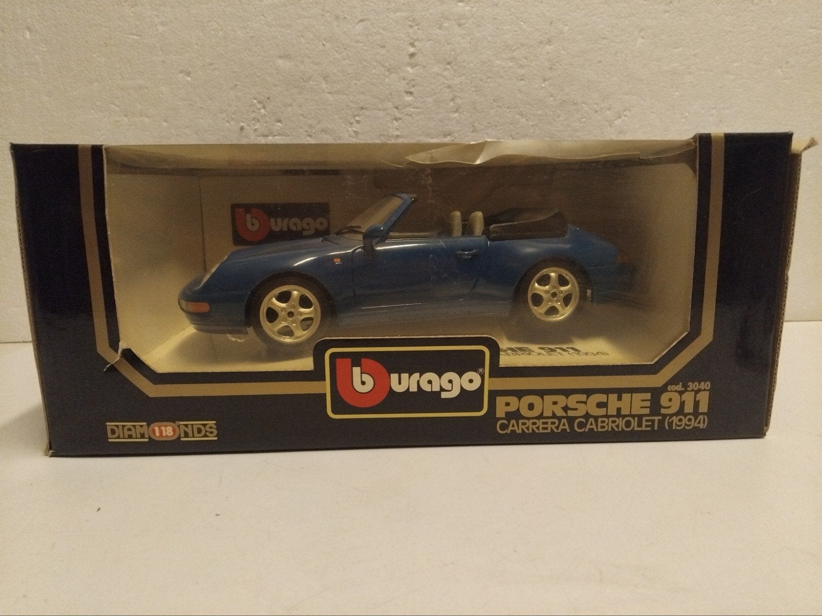 Porsche 911 Carrera Cabriolet petrol blue Bburago 1:18 KRD, Ophalen of Verzenden, Zo goed als nieuw, Auto, Overige merken