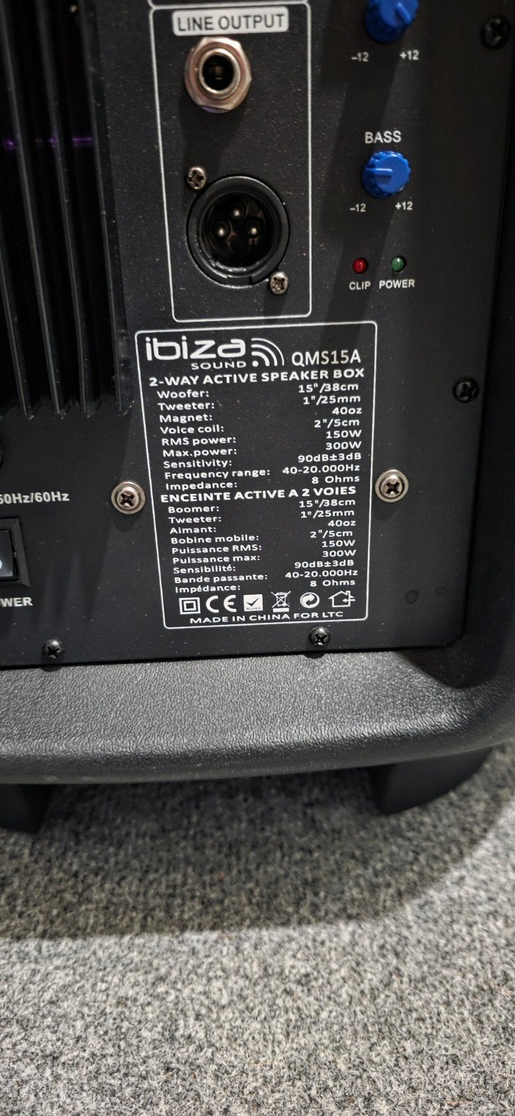 Ibiza QMS15A actieve speaker 15 inch, Overige typen, Ophalen, Overige merken