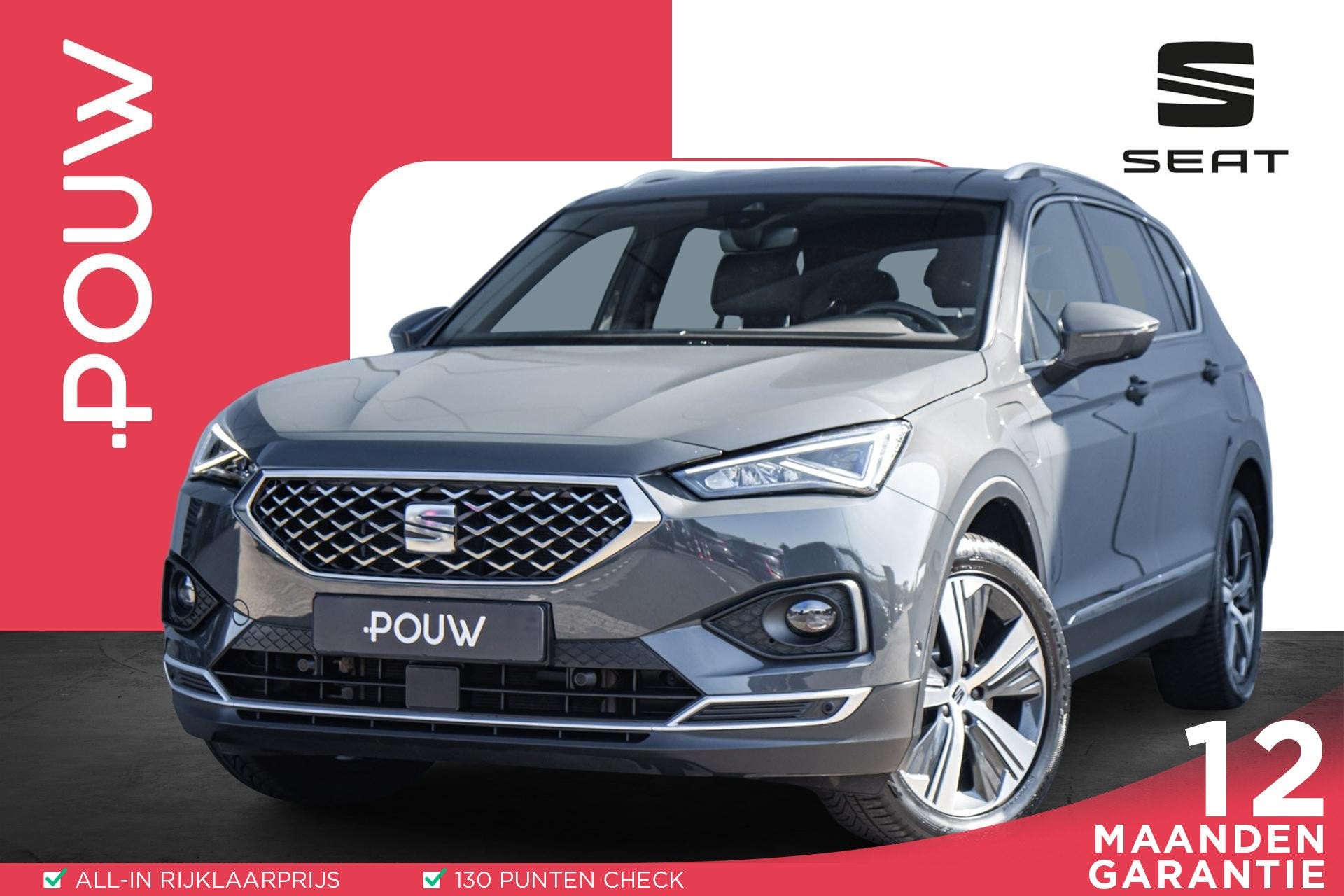 SEAT Tarraco 1.4 TSI e-Hybrid 245pk PHEV FR | SoH 95% | Trek, 12 maanden, Stof, 4 cilinders, 13 kWh