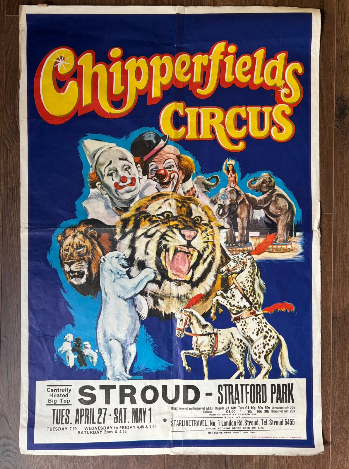Vintage circusposter Chipperfields, Ophalen of Verzenden, A1 t/m A3, Overige onderwerpen, Rechthoekig Staand