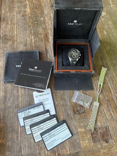 TAG Heuer Carrera Calibre 16 Automatic – CV2010 – 2 banden, Staal, Gebruikt, Staal, Polshorloge