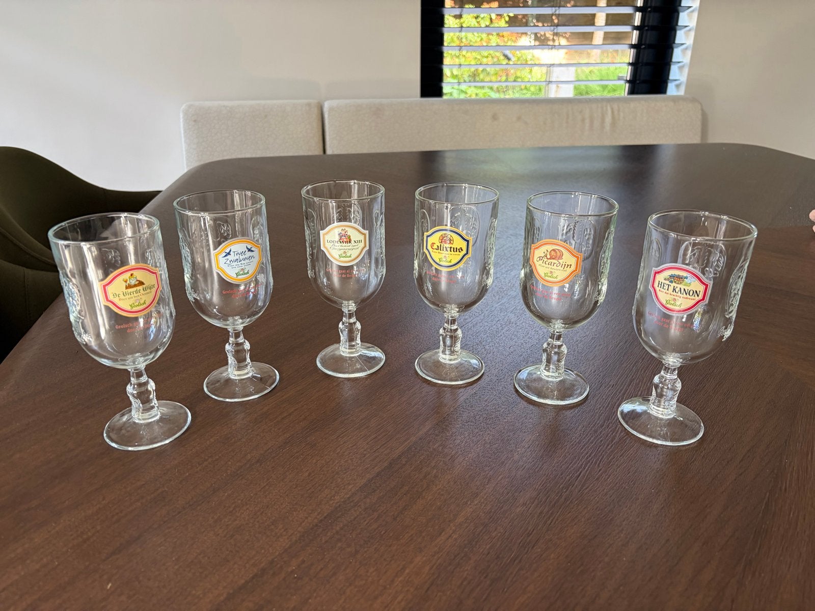 Grolsch bierglazen - Set van 6 unieke glazen, Ophalen of Verzenden, Zo goed als nieuw, Glas of Glazen, Grolsch