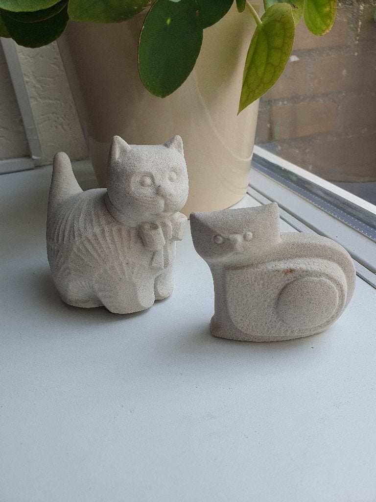 Vintage Marbell Stone Art Belgium Katten – Zandsteen, Verzamelen, Ophalen of Verzenden, Zo goed als nieuw, Dier