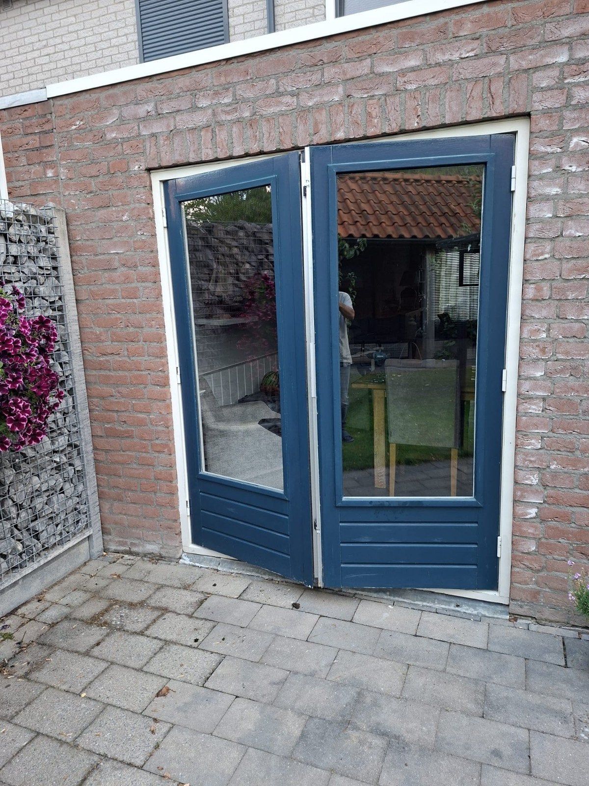 2 Tuindeuren donkerblauw Dubbelglas 82x201,5 cm, Doe-het-zelf en Verbouw, Deuren en Horren, Ophalen, Gebruikt, 80 tot 100 cm, 200 tot 215 cm