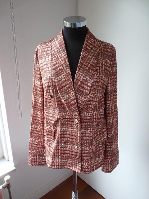 Leuke en kleurrijke double breasted Revers print  blazer XL, Maat 46/48 (XL) of groter, Oranje, Ophalen of Verzenden, Zo goed als nieuw