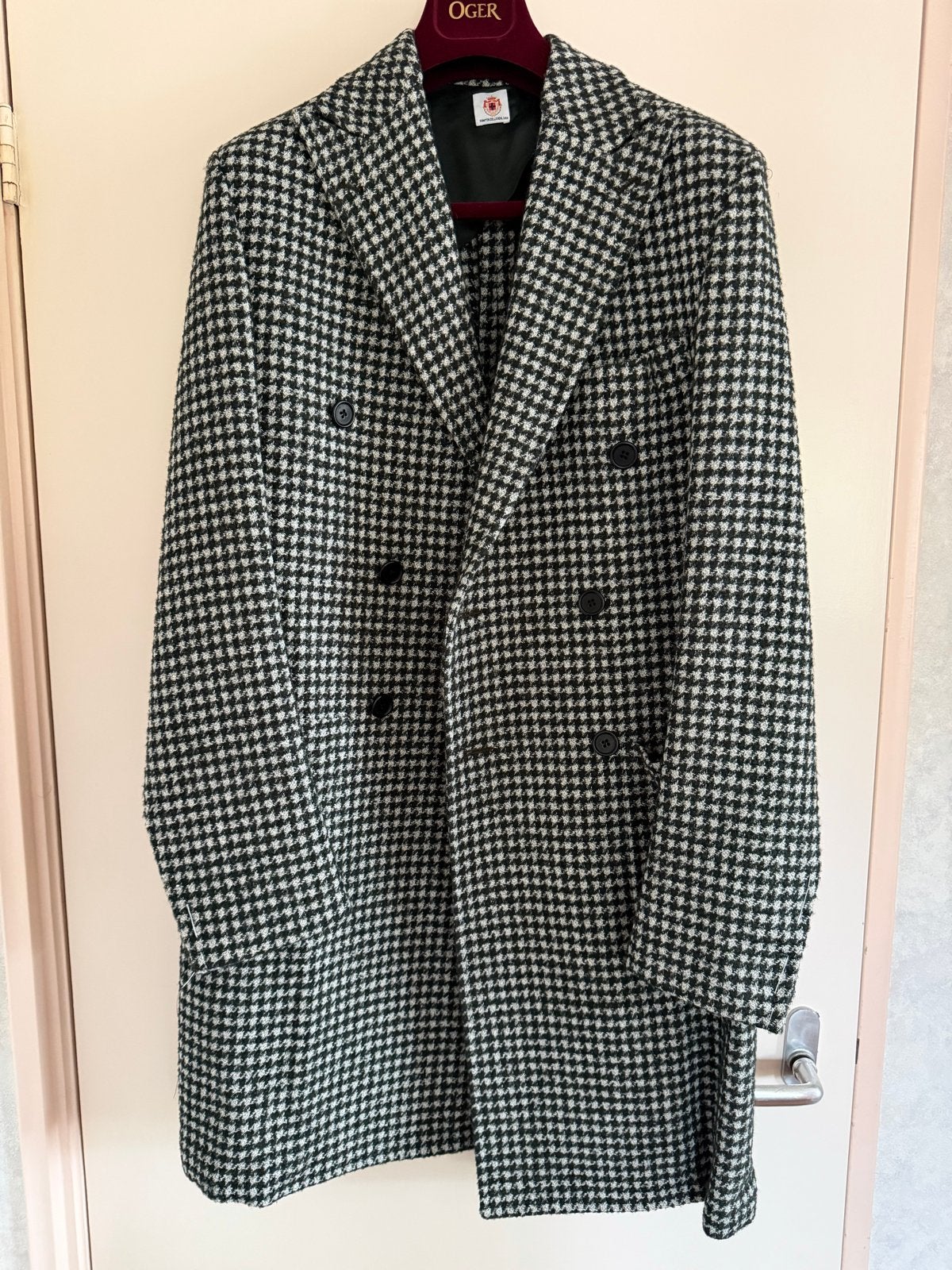 Borrelli Overcoat - Maat 50 - Diep donkergroen / wit, Kleding | Heren, Verzenden, Zo goed als nieuw, Maat 48/50 (M), Groen