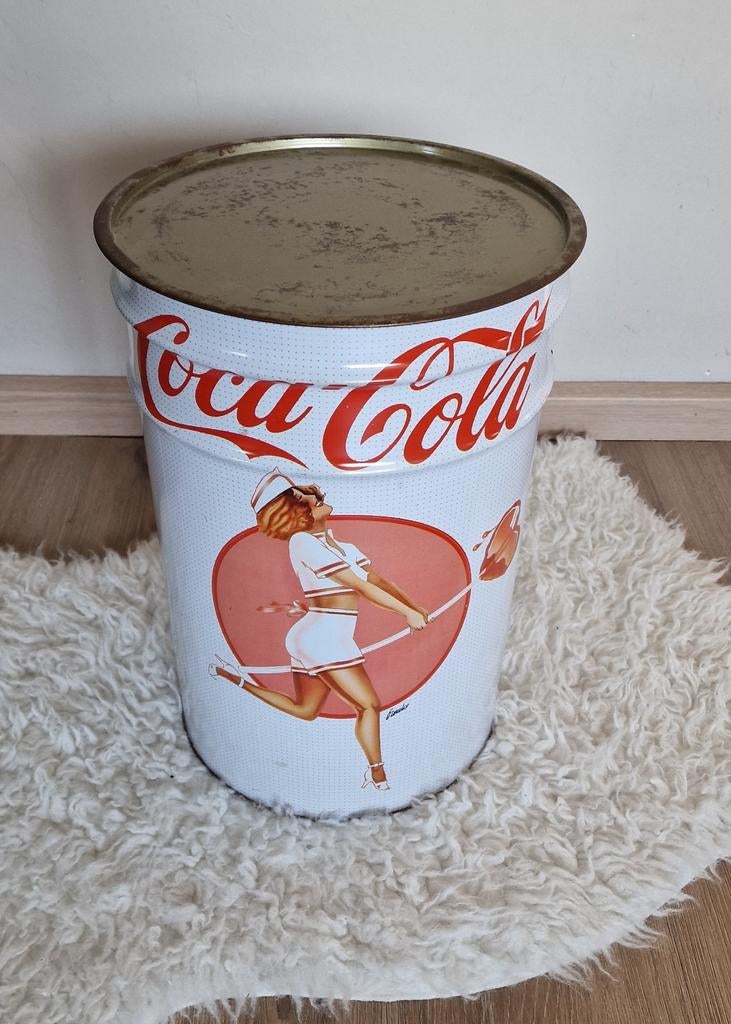 Vintage Coca-Cola opbergton, Verzamelen, Ophalen, Gebruikt, Gebruiksvoorwerp