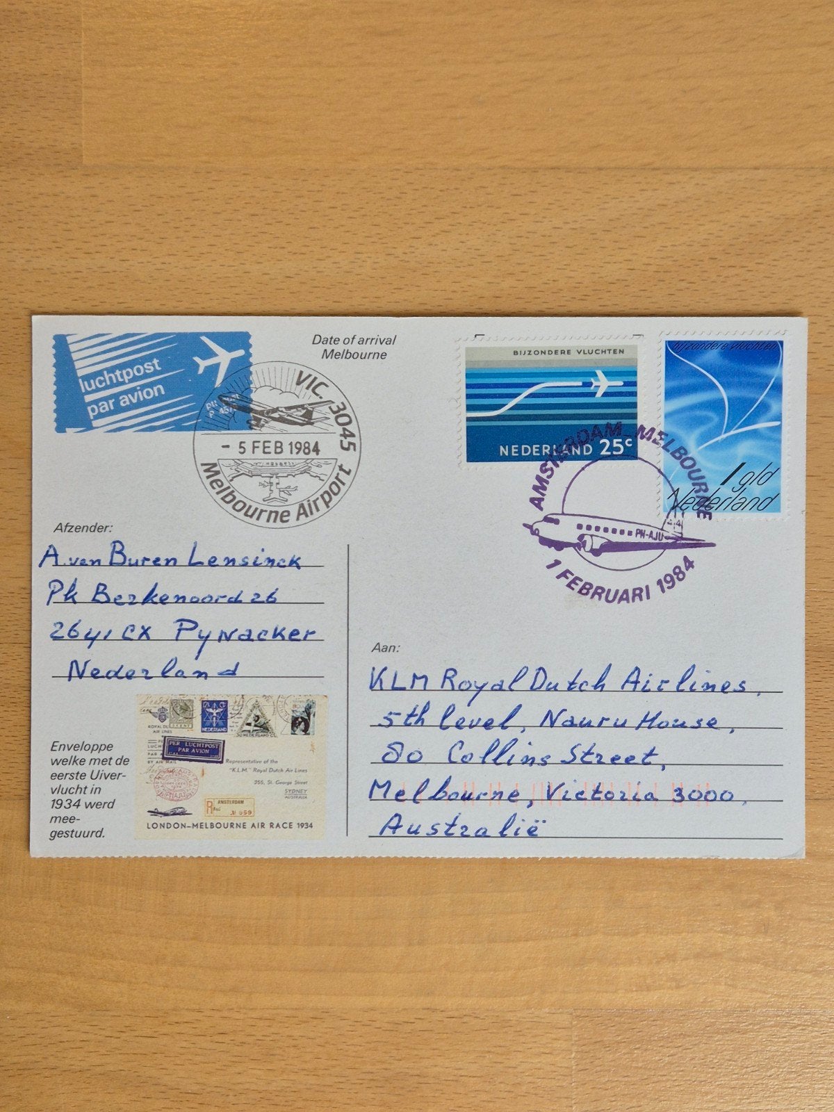 Kaart Uiver-vlucht, Ophalen of Verzenden, Briefkaart
