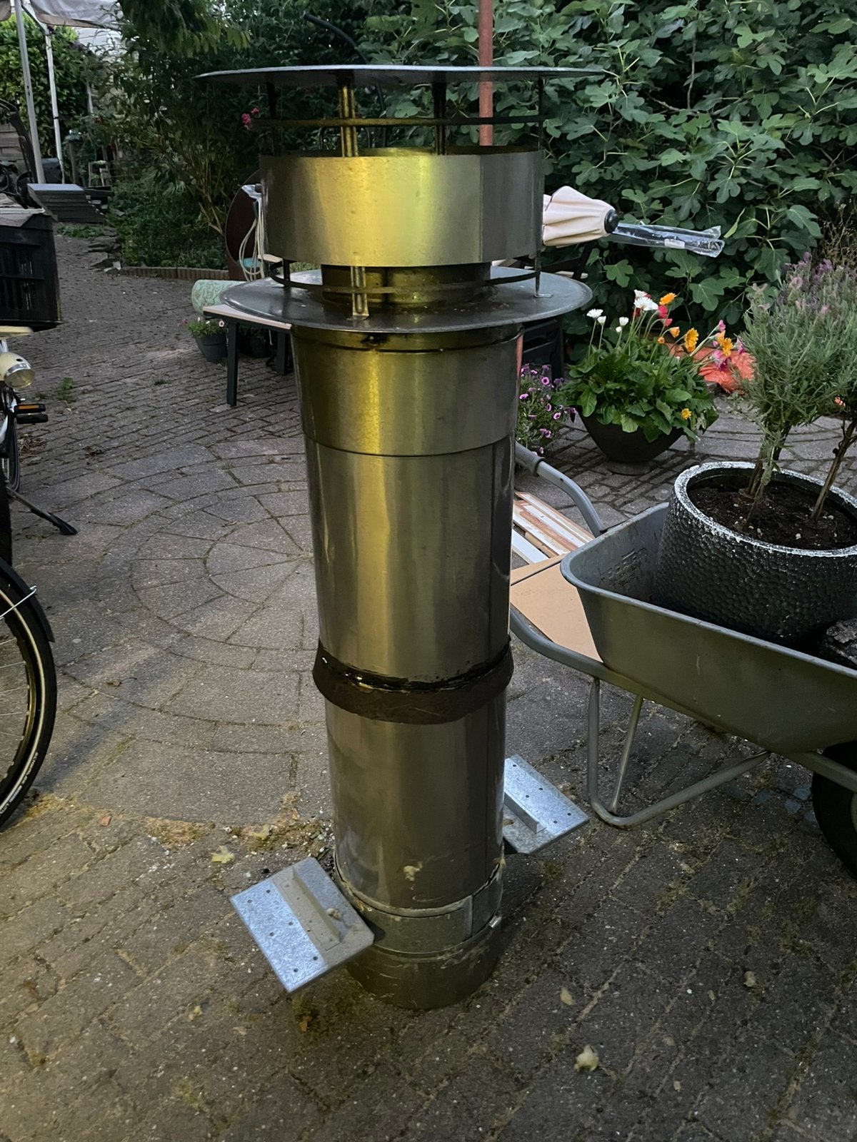 RVS dubbelwandige doorvoer 200/270mm rookkanaal / houtkachel, Ophalen, Gebruikt, Afzuiger