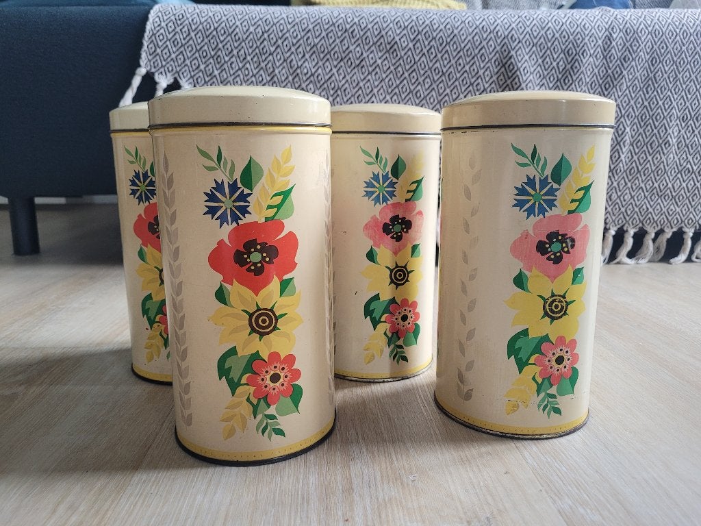 4 vintage antiek tin bakjes, Ophalen of Verzenden