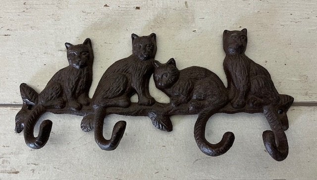 Gietijzeren kapstokje wandrekje met poezen en 4 haken, Huis en Inrichting, Woonaccessoires | Kapstokken, Wandkapstok, Nieuw, Ophalen of Verzenden
