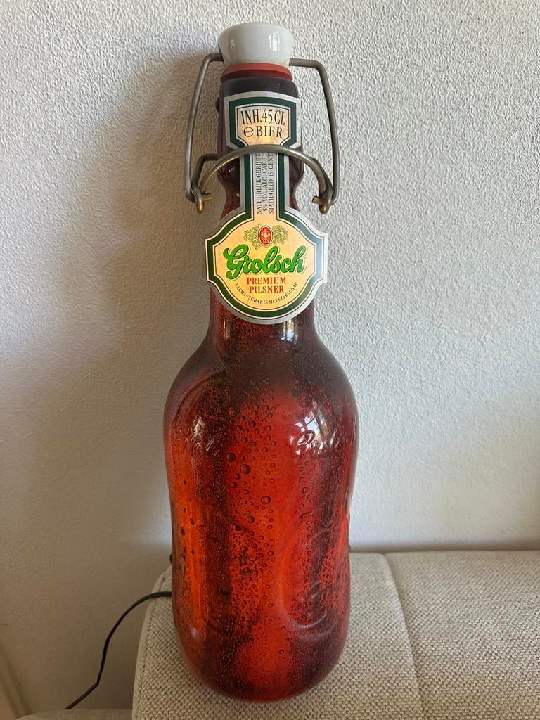 Grolsch Reclame Lamp Beugelfles, Ophalen of Verzenden, Zo goed als nieuw, Reclamebord, Plaat of Schild, Grolsch