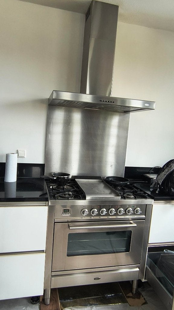 boretti oven en gasfornuis + afzuiging en achterplaat, Ophalen, Gebruikt, 60 cm of meer, Grill