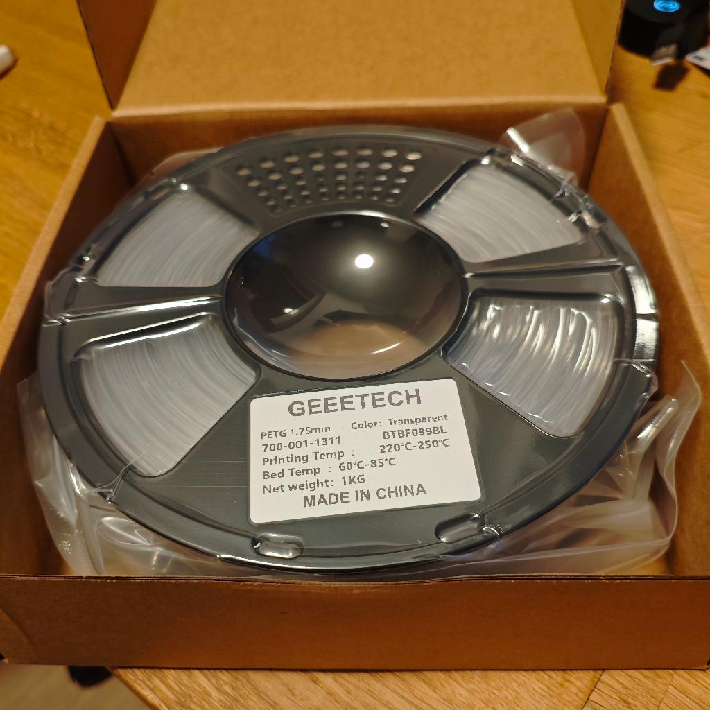 GEEETECH PETG Transparante filament. 1 rol = 1kg. Nieuw! €13, Computers en Software, 3D-printerbenodigheden, Ophalen of Verzenden