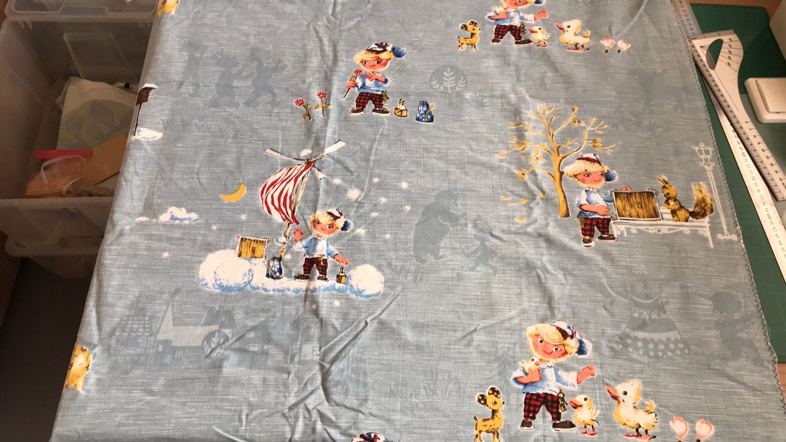 Retro klaas vaak knutsel lap van ruim 105x140. (1), Hobby en Vrije tijd, Stoffen en Lappen, Gebruikt, 120 cm of meer, Ophalen of Verzenden