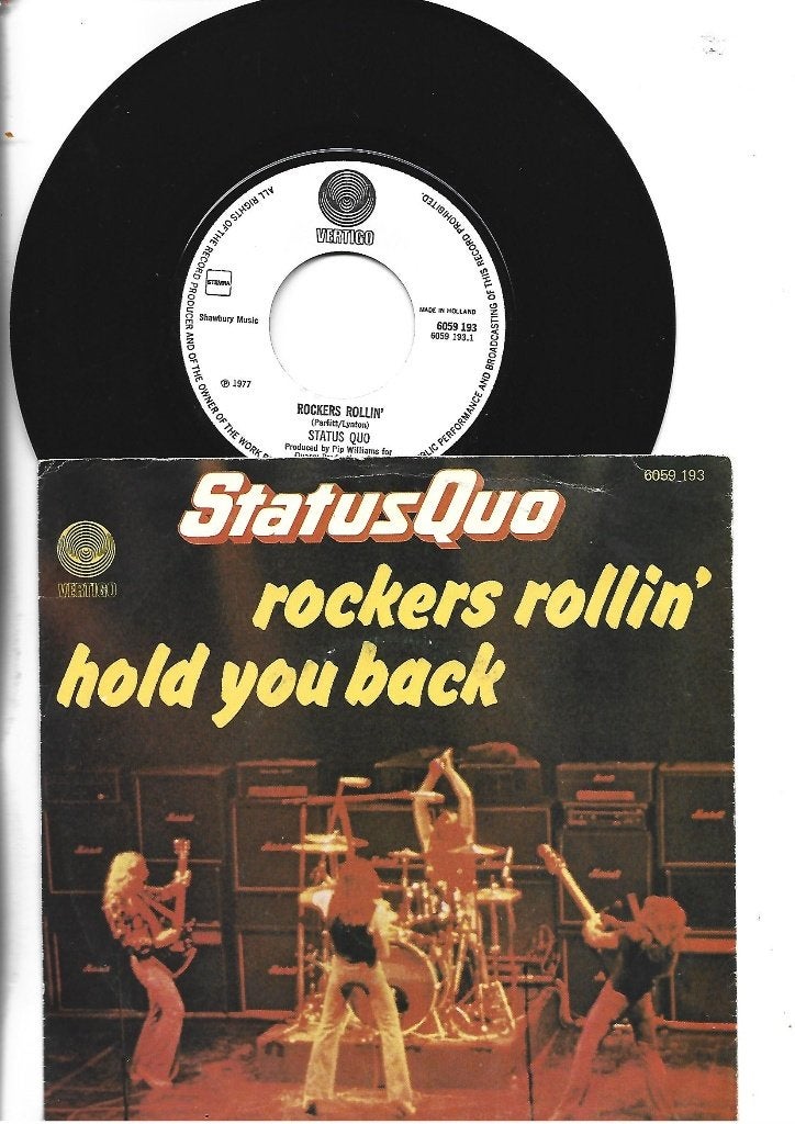 STATUS QUO 2 SINGLES 7" RAIN - ROCKERS ROLLIN, 7 inch, Ophalen of Verzenden, Zo goed als nieuw, Beschermende buitenhoes
