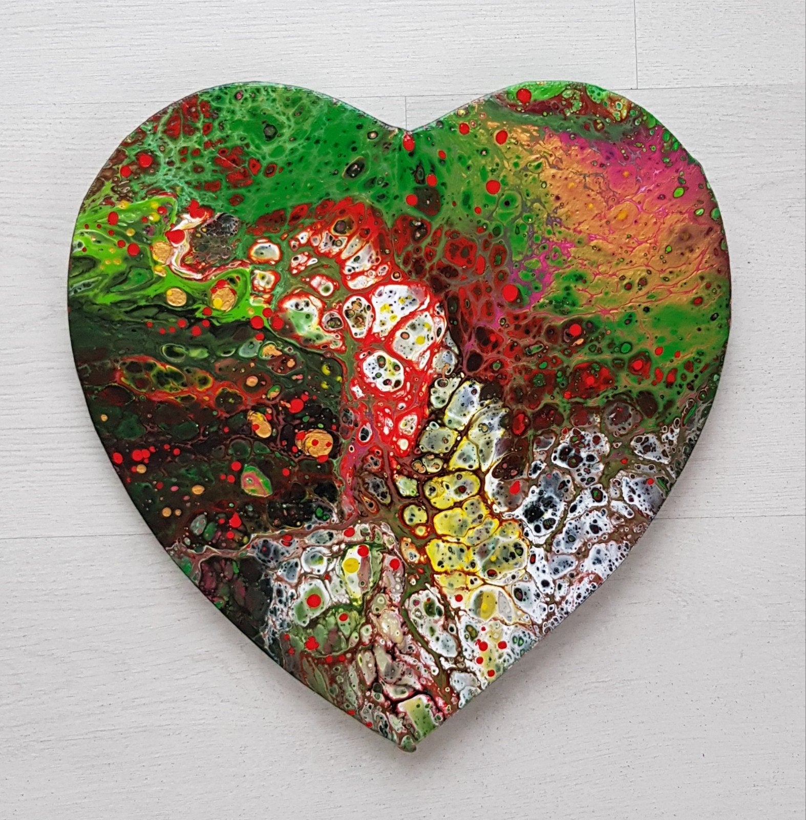 Acryl Abstract Hart Schilderij – Abstracte Kunst 29x29 cm, Ophalen of Verzenden