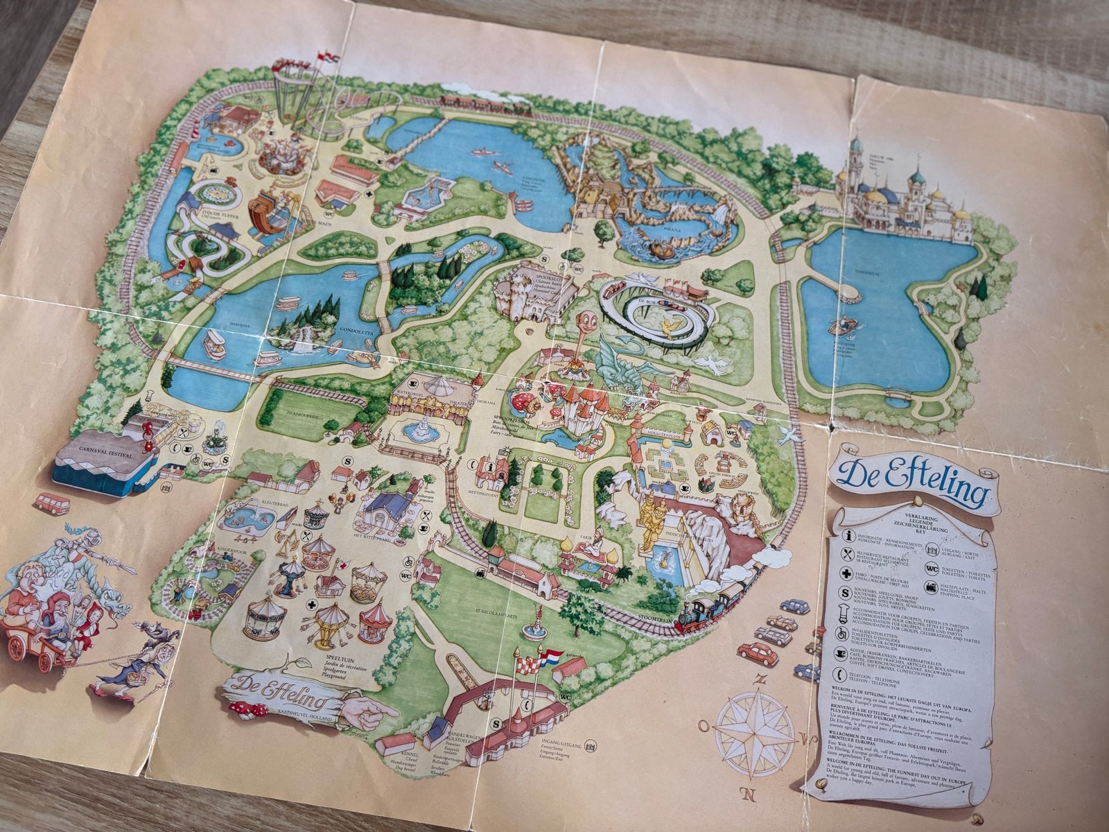 Efteling plattegrond uit 1986 - Vintage parkkaart, Verzamelen, Efteling, Ophalen of Verzenden, Gebruikt, Overige typen