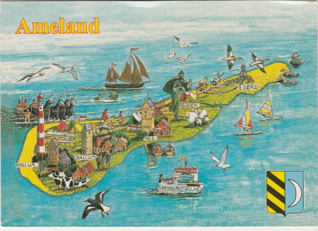 AMELAND Landkaart, Verzenden, 1980 tot heden, Gelopen, Waddeneilanden