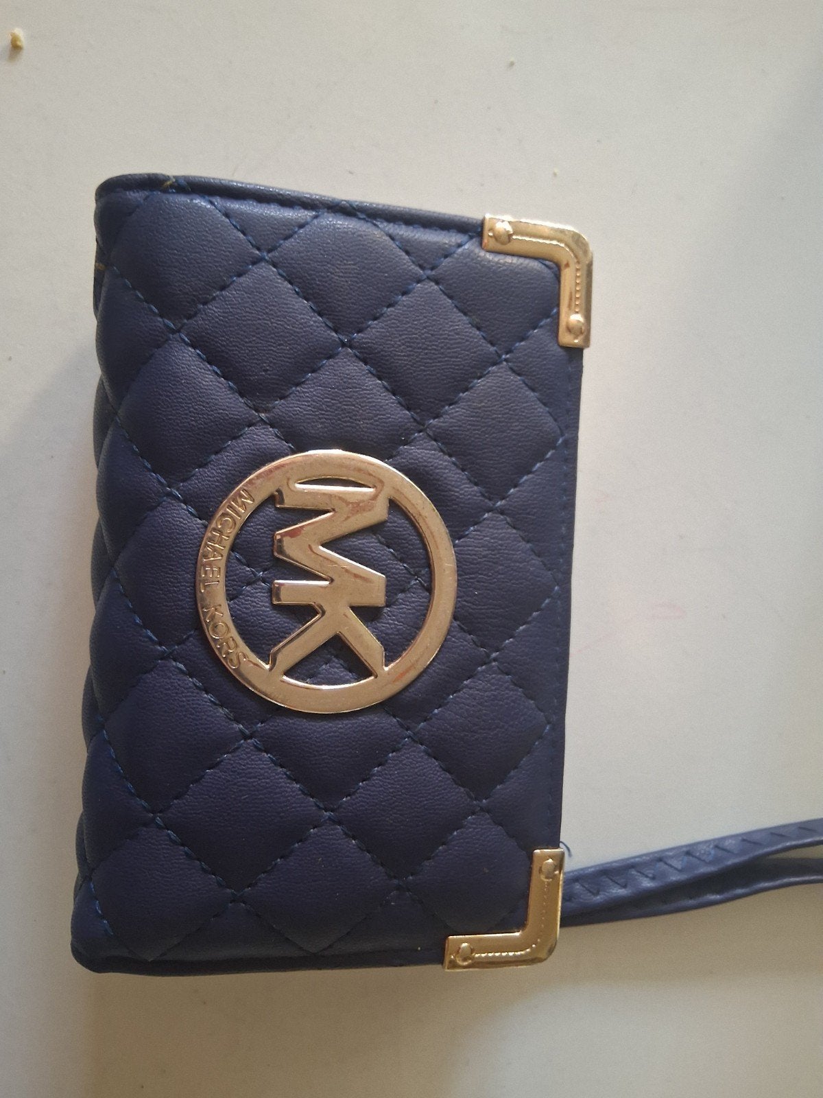 Michael Kors portemonnee - Donkerblauw met goud, Sieraden, Tassen en Uiterlijk, Portemonnees, Ophalen of Verzenden, Gebruikt, Blauw