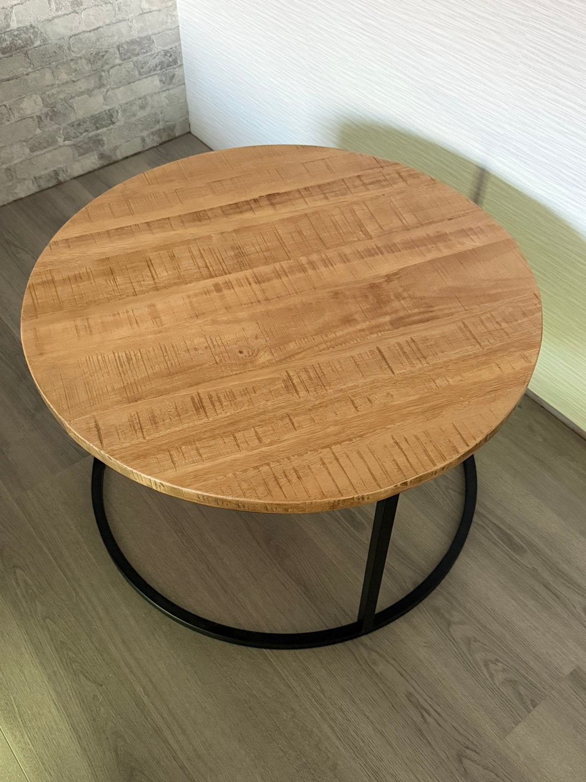 Te koop bijzettafel/ salontafel steelwood, Ophalen, Rond, Nieuw, 50 tot 100 cm