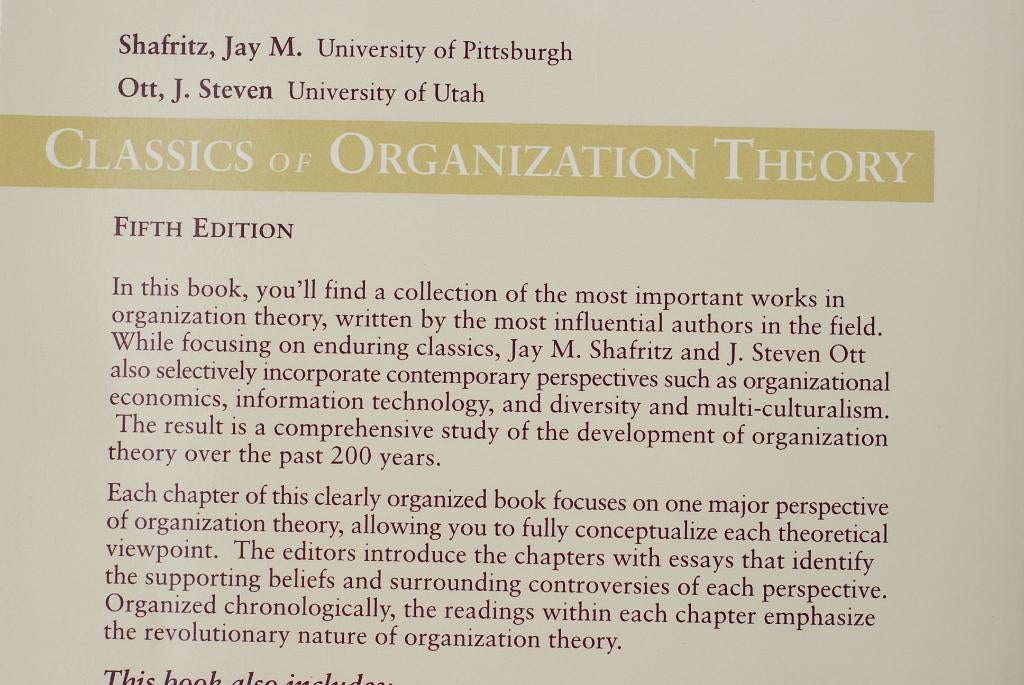 Classics of Organization Theory - Organisatietheorie (2001), Verzenden, Zo goed als nieuw, J. Steven Ott