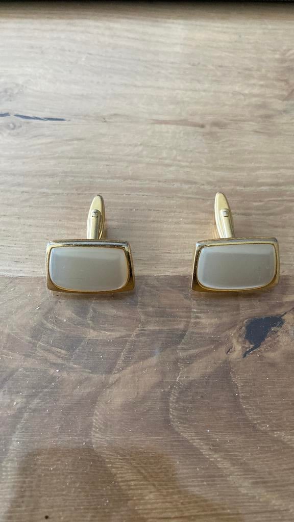 Vintage Vergulde Manchetknopen met Parlemoer inleg, Ophalen of Verzenden, Zo goed als nieuw, Overige materialen, Verguld