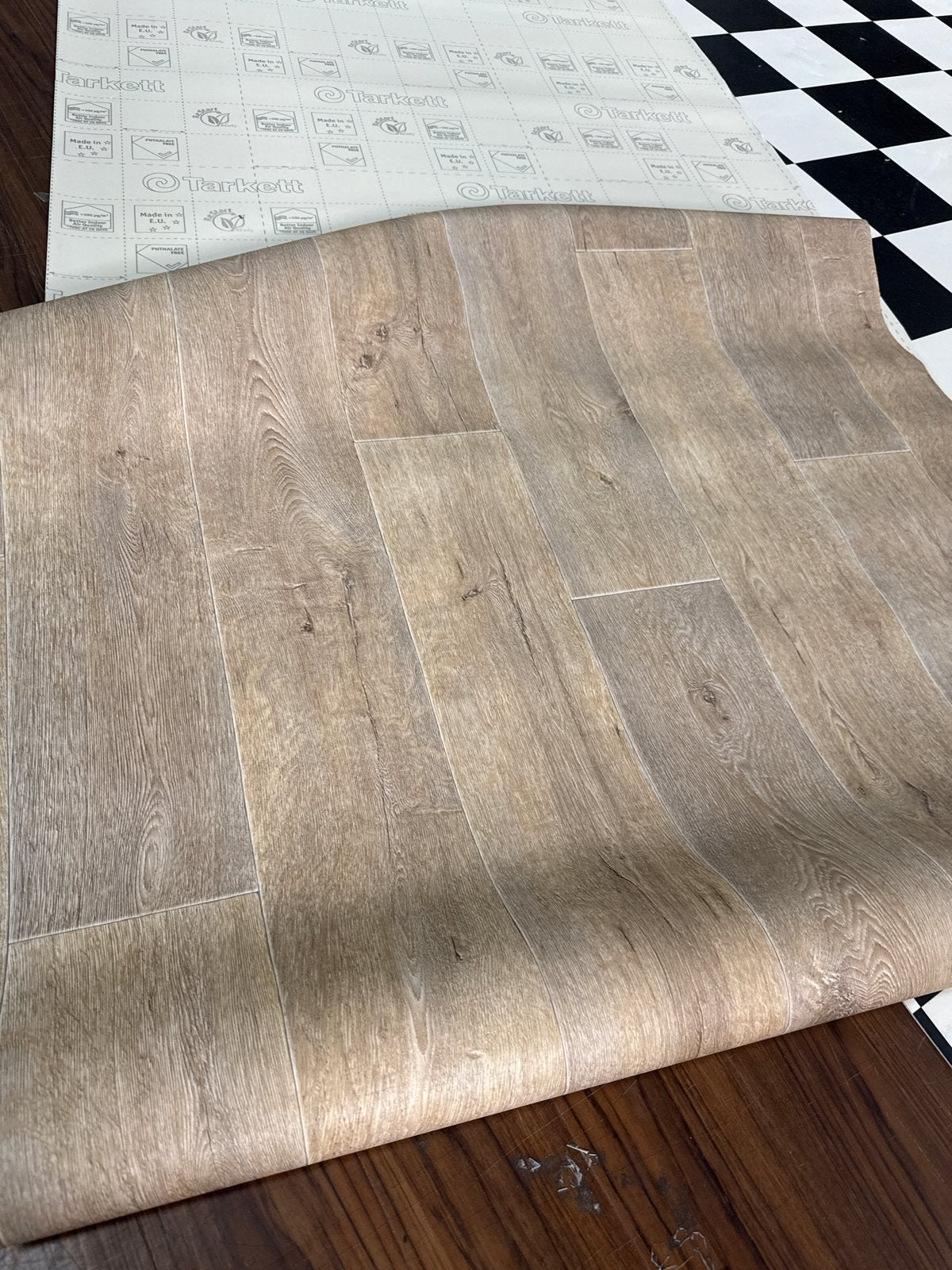 Op=op actie! Coupon vinyl op rol 7,60x1,30m, Ophalen, Bruin, Nieuw, 5 tot 10 m²